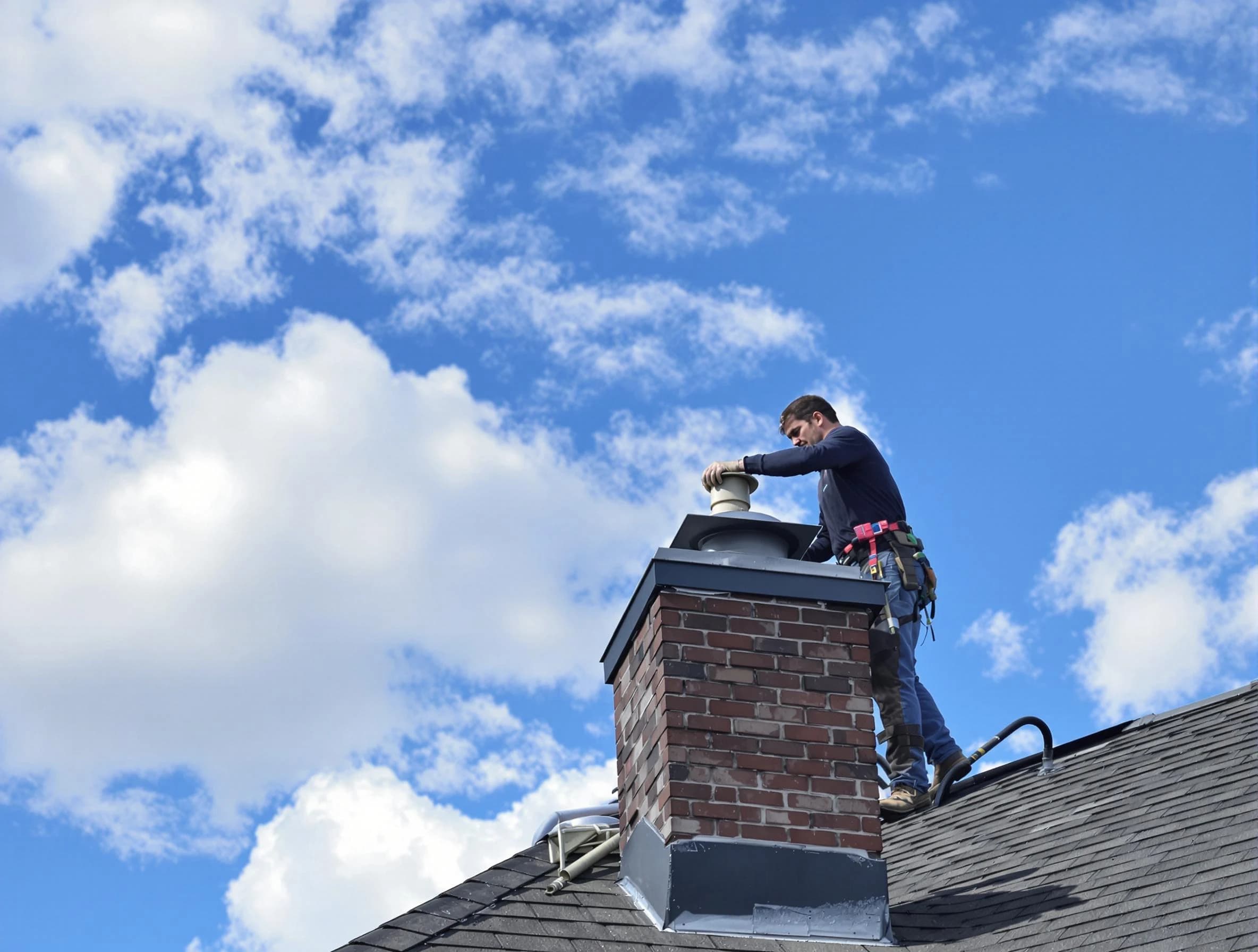 Old Bridge Chimney Sweep installing a sturdy chimney cap in Old Bridge, NJ