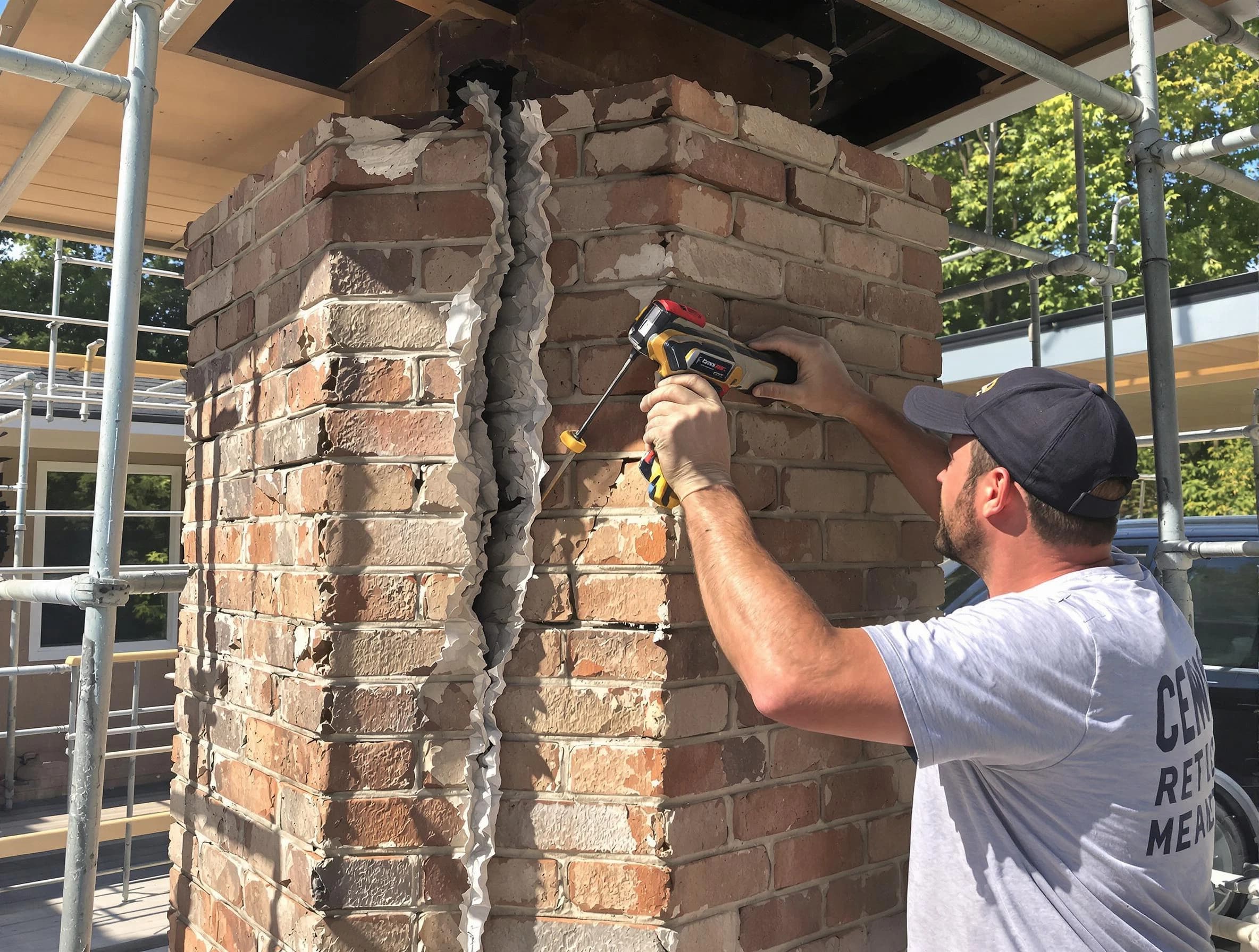 Old Bridge Chimney Sweep technician performing chimney repair in Old Bridge, NJ