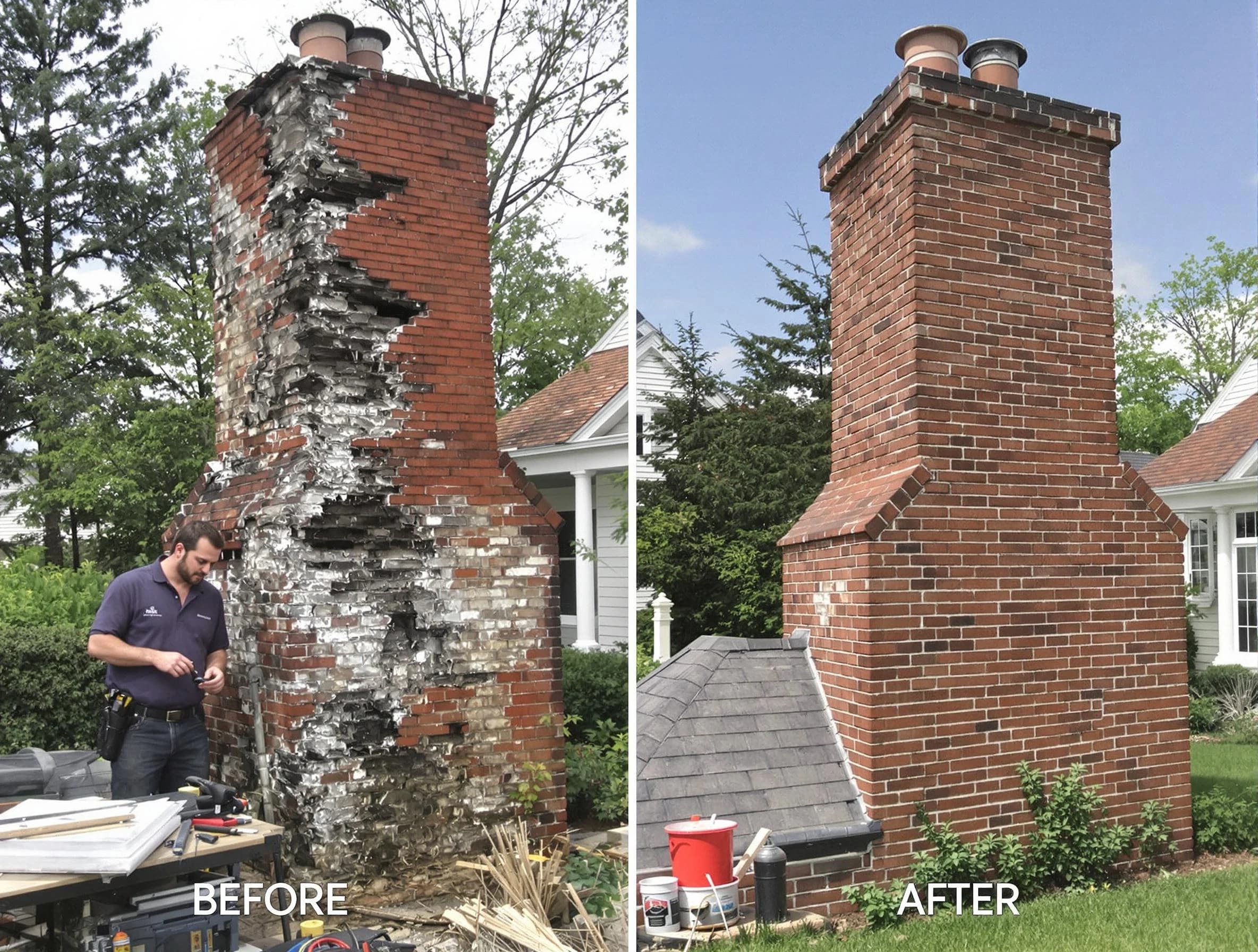 Old Bridge Chimney Sweep performing a full chimney restoration in Old Bridge, NJ