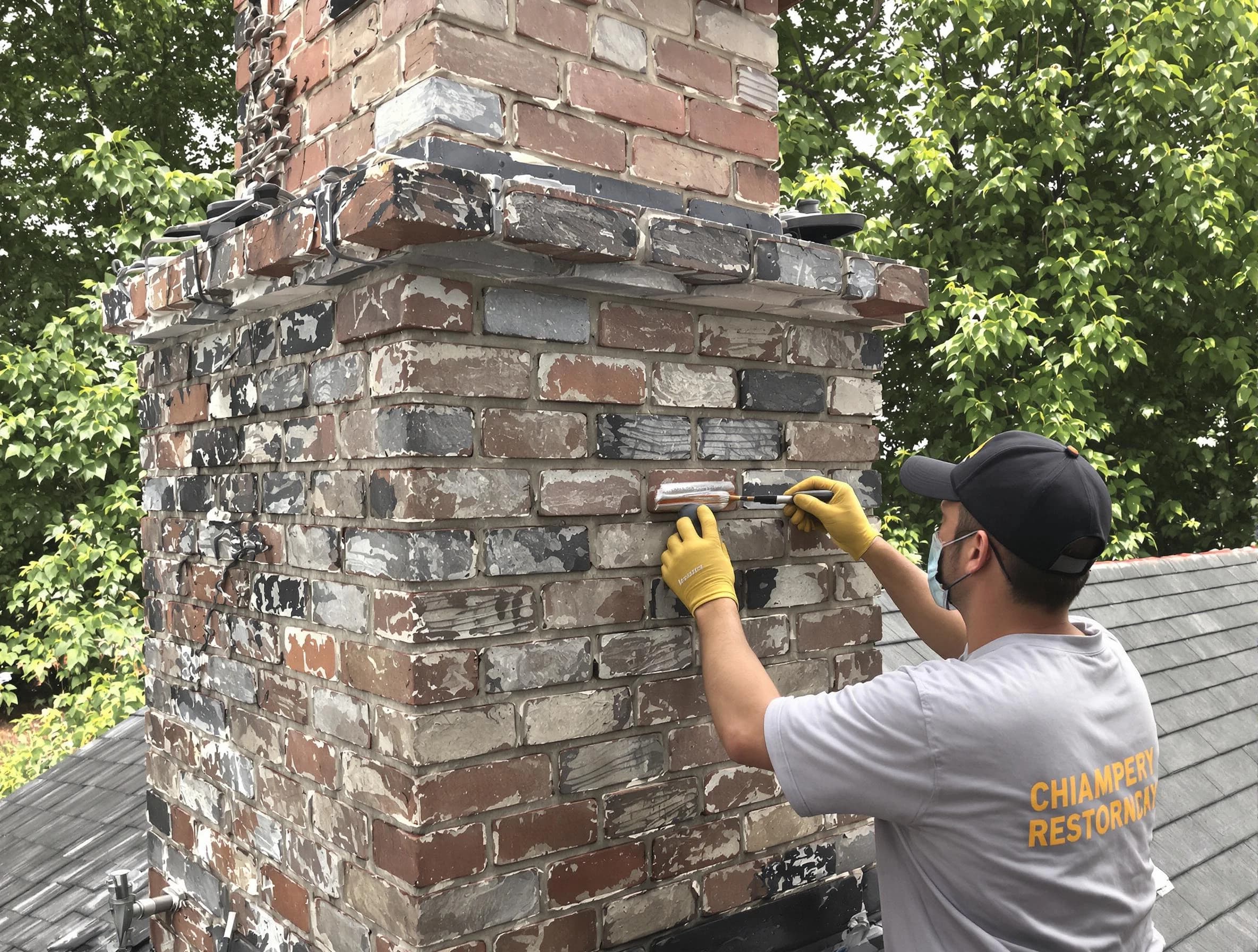 In-progress chimney restoration by Old Bridge Chimney Sweep in Old Bridge, NJ