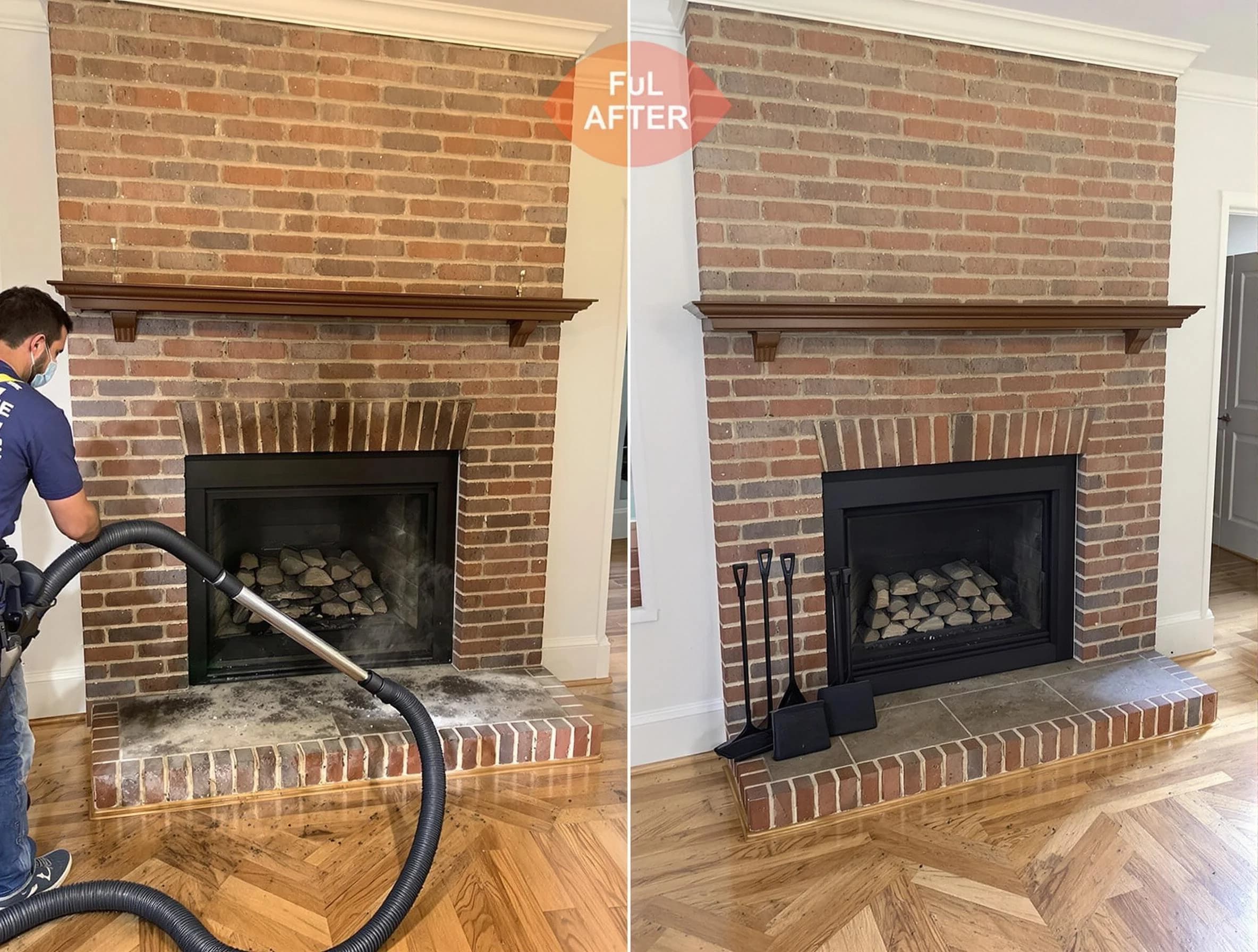 Old Bridge Chimney Sweep carefully sanitizing a fireplace in Old Bridge, NJ