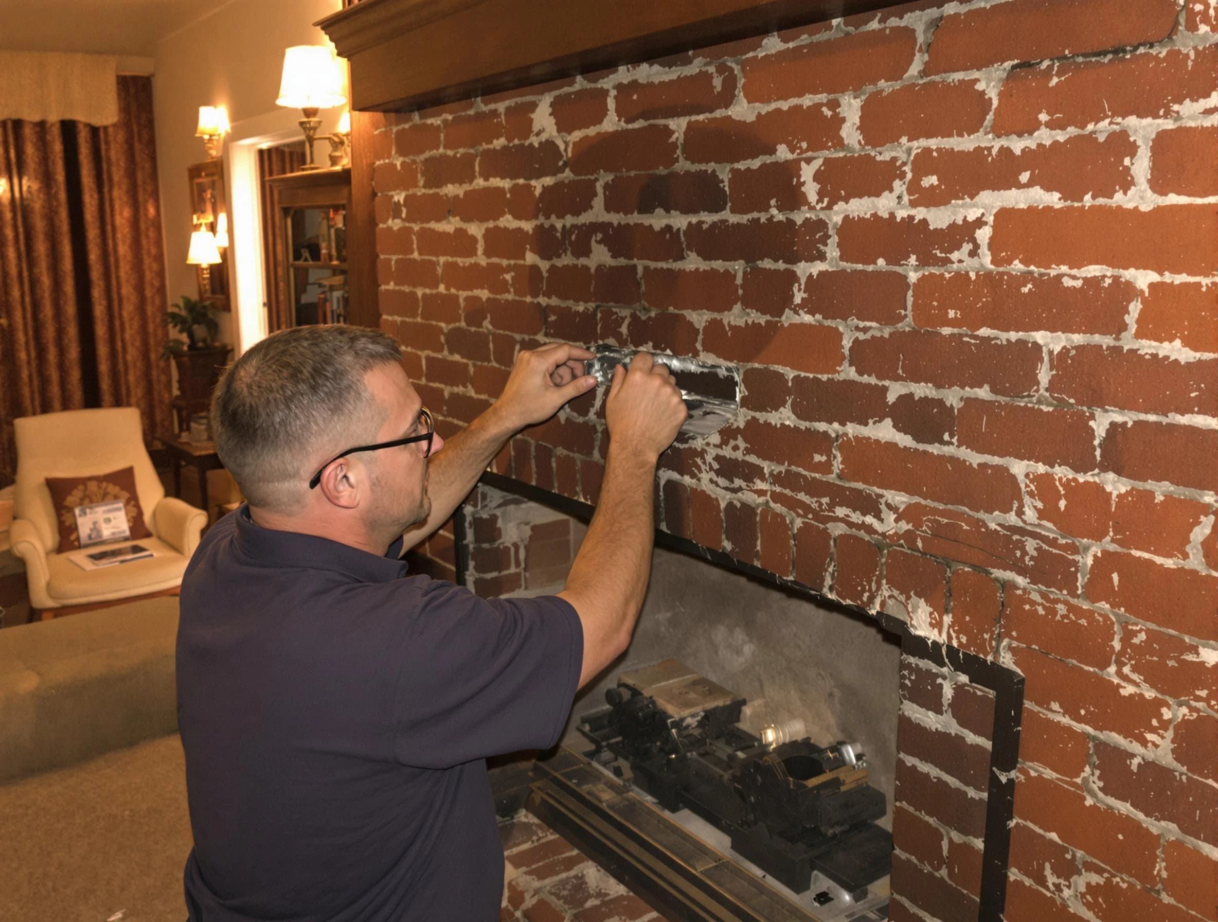 Old Bridge Chimney Sweep expert fixing a fireplace in Old Bridge, NJ